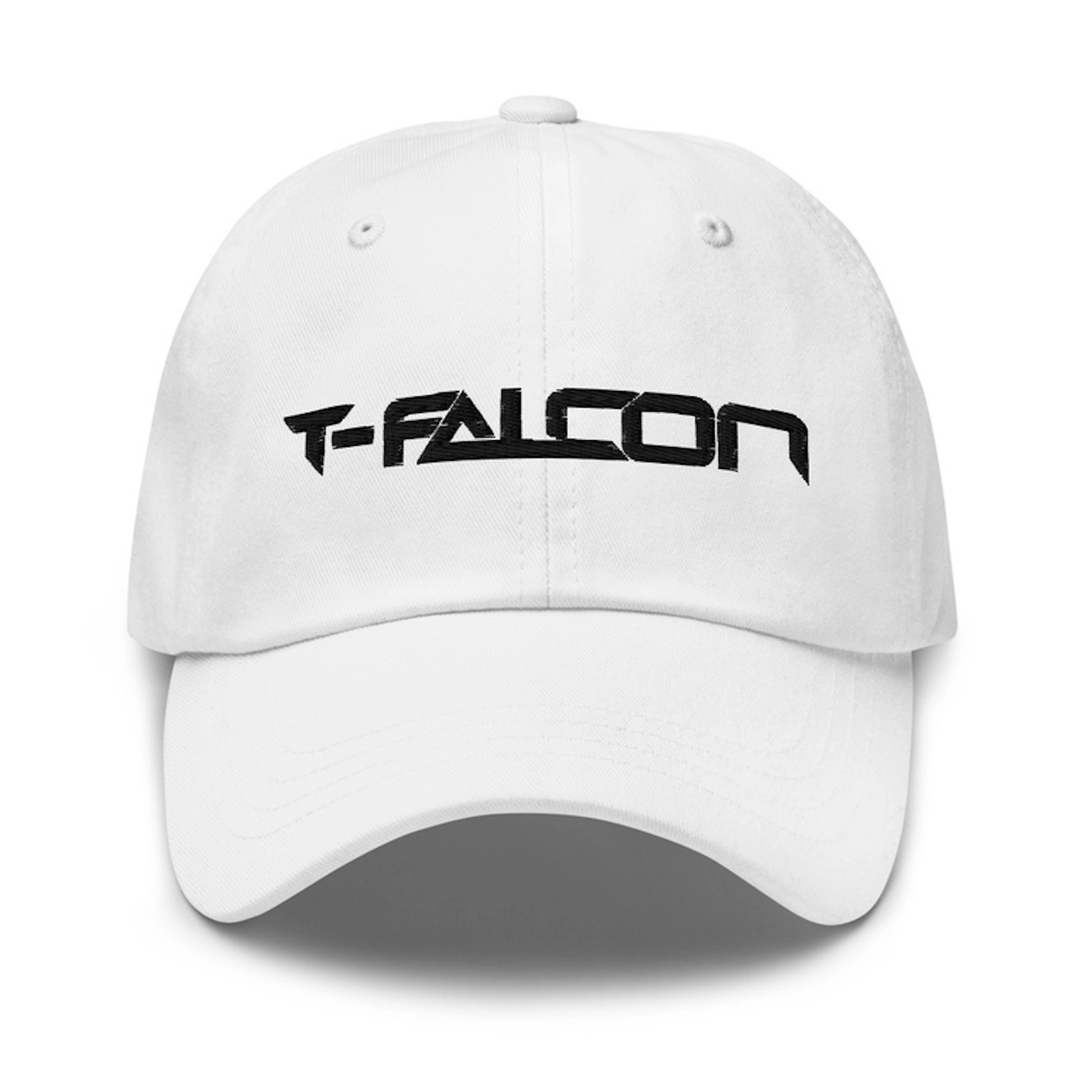 T-FALCON BLACK ON WHITE TEXT LOGO CAP