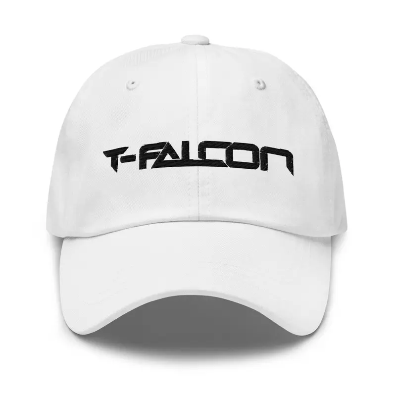 T-FALCON BLACK ON WHITE TEXT LOGO CAP